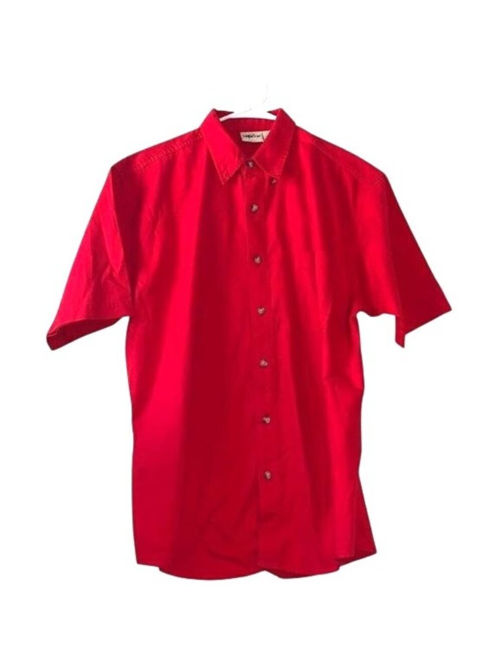 Mens Red Short Sleeve Button-Up Shirt By 1250 North 100% Cotton Size L